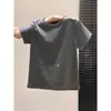 Camiseta de Cor Sólida com Borda de Babado Patchwork Resistente Strass Gola Redonda Manga Curta Moda Verão Slim-Fit Doce Top Ins