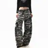 Jeans de Trabajo Camuflaje Verde Militar High Street Americano para Mujer 2026 Rectos Sueltos Estilo Retro Hip Hop Pantalones de Pierna Ancha de Cintura Alta