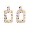 Aretes Geométricos Cuadrados de Aleación con Diamantes Estilo Ins de Celebridad de Internet Europea y Americana, Moda Exagerada de Nombre Grande con Forma de Corazón al Por Mayor