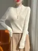 Top listo para usar de otoño e invierno, rayas verticales, amigable con la piel, cómodo, camiseta básica de cuello medio alto, acanalado, suave para el día a día, adelgazante, versátil