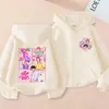 Sudadera con capucha de cremallera de moda holgada para niños y niñas, estampado de dibujos animados de K-Pop, para primavera y otoño, chaqueta sudadera casual transfronteriza