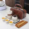 Estilo Guochao Juego de Té Floral para Viaje Set de Regalo para Exteriores Una Tetera Tres Tazas Regalo Pequeño Souvenir de Evento de Negocios