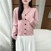 Cardigan Retrô Estilo Britânico 100% Lã Outono/Inverno para Mulheres, Gola Reversível, Tricô de Trança, Suéter Novo Estilo Engrossado, Casaco de Cashmere