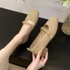 Sapatilhas Femininas Trançadas Vazadas Primavera/Verão 2025 Sapatos Mary Jane Vintage Bico Quadrado Sapatos de Salto Médio Estilo Francês Novas Sandálias Femininas