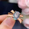Anillo de plata de ley S925 con aguamarina natural, diseño de lazo de moda, óvalo 8x10 mm, soporte vacío para anillo, venta al por mayor
