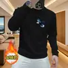 Moletom gola careca com estampa de águia estilo chinês, roupas masculinas para outono e inverno, espessado com fleece, peça de manga longa para usar como camada externa ou como camada base