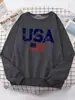 Letras Americanas Bandera Americana Estrellas y Rayas Sudadera con Capucha para Mujer Sudadera Oversize Urbana Personalidad Cálida