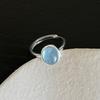 Anel Azul Gelo Zircônia Doce e Fresco para Mulheres, Elegante Pedra da Lua Oval Lascada Novo Estilo Anel Aberto, Anel para Dedo Indicador Estilo Ins