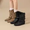 Botas de punta ZHR, nueva colección otoño 2026, con un diseño de bota vaquera western estilo Maillard y caña alta