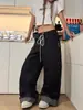 Jeans Retro de Lunares de la Calle Principal Americana para Hombres y Mujeres, Marca de Moda Ajuste Holgado Diseño Lavado Casual Versátil Pantalones Largos