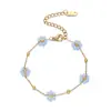 Pulsera de Acero Inoxidable Chapado en Oro de 18k con Cuentas de Flores Pequeñas Multicolor Dulce Fresca Atmósfera de Nicho Para Apilar Accesorio de Mano Diario para Mujer