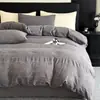 Conjunto de Roupa de Cama de Alta Qualidade Jacquard Cetim de Seda 100S Algodão de Fibra Longa Conjunto de Quatro Peças Luxo Leve Simples Capa de Edredom Puro Algodão Todo Algodão Universal para Quatro Estações