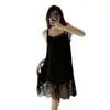 Camisola Lingerie Sexy 2026 Novo Verão Tamanho Plus Renda Decote Baixo Vestido Estilo Puro Desejo Roupa de Dormir Lingerie