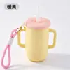 Taza de agua de silicona creativa, vaso con popote, vaso para beber directamente, asa portátil, vaso de silicona con doble asa, vaso de agua para niños, vaso para aprender a beber
