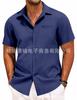 2026 Amazon Ebay Mais Vendido Nova Camisa Social Masculina de Manga Curta com Gola Lapela Cor Sólida de Verão Roupas Masculinas