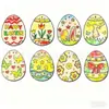Novas Fatias de Ovos de Madeira de Páscoa, Ovos Coloridos, Artesanato em Madeira, Itens Decorativos de Madeira Pintados à Mão para DIY Infantil