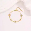 Pulseira de nicho de luxo leve europeia e americana transfronteiriça para mulheres, não desbota, estilo Pandora vintage, alto valor estético, pulseira cubana com detalhes em diamante