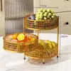 Bandeja de frutas de lujo giratoria para sala de estar, uso doméstico, bandeja expositora de bocadillos para mesa de centro, caja expositora, cesta de almacenamiento, cesta de frutas de alta gama