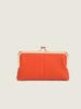 Nueva Billetera Larga de Mano de Cuero Genuino Simple Color Sólido Moda Bolso con Clip de Alta Gama Boquilla Dorada Gran Capacidad Monedero para Mujer