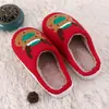 Zapatillas de Algodón Cálido Navideñas Rojas con Renos, Zapatillas de Felpa Lindas, Zapatillas de Algodón Cálido Engrosadas para Mujer