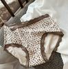 Ropa interior para mujer con estampado de leopardo 7A Antibacteriana Cómoda Transpirable Algodón Cepillado para Mujer Otoño e Invierno Cintura Media Sexy que Cubre la Cadera Bragas para Mujer