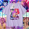 Camiseta de Algodón de Manga Corta Kpop Demon Slayer para Niños y Niñas, Ropa de Verano para Niños, Top Redondo para Niños, Moderno