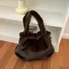 Estilo preguiçoso bolsa de grande capacidade para o dia a dia outono e inverno pelúcia estudante bolsa transversal ins cor sólida bolsa peluda bolsa de ombro único mulheres