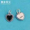 Joyería Hecha a Mano Accesorios para Joyería DIY Colgante Plata 925 Moda Coreana Ágata Negra Forma de Corazón Colgante de Plata Tailandesa Colgante