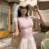 Camiseta básica de manga corta raglán con cuello redondo estilo retro americano para mujer, nuevo estilo verano 2026, top ajustado para chicas a la moda 26030
