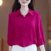 Blusa Chinesa de Botão para o Verão, Camisa Versátil de Corte Cropped Folgada para o Outono com Efeito Emagrecedor, Blusa Elegante Feminina para Efeito Barriga Chapada