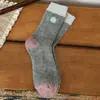 Calcetines Suxinaimin para Mujer Invierno Engrosados Calientes para Dormir Lindos Retro Bordados Lana Navideña Calcetines de Media Pantorrilla