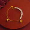 Anillo de Simulación de Arco Chino Nuevo de Larga Data Joyería de Latón Collar de Oro de Arena Vietnamita Verano para Mujer Sentido de Alta Gama