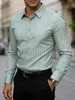 Nueva camisa de rayas de manga larga para hombre para primavera y otoño, holgada y casual, se puede personalizar con tu propio diseño
