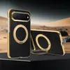 Compatible con Huawei PuraxView, funda protectora con soporte magnético giratorio de textura aterciopelada, funda de teléfono anticaída con marco dorado galvanizado