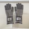 Luvas Tricotadas Listradas da Moda Estilo Coreano Inverno Feminino Estudantes Ciclismo Quentes Combinação Total Forradas com Lã Luvas de Dedo Touchscreen