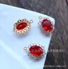 Accesorios para Joyería DIY Chapado en Oro Microincrustación Circonita Colgante Ovalado Pendientes Hechos a Mano Pasador para el Cabello Material para Collares y Pulseras