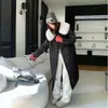 Chamarra de plumas para mujer estilo coreano con cuello grande de pelo y capucha, larga hasta la rodilla, entallada en la cintura, a prueba de frío, abrigo versátil para el commute