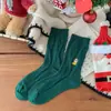 Meias de Urso de Natal para Mulheres, Meias Grossas de Lã de Cano Médio, Meias de Natal Trançadas para Outono e Inverno, Meias Largas Bordadas Modernas