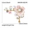 Broche de Liga de Metal Elegante e Simples com Diamantes e Design de Flor de Cerejeira, Broche Clássico para Acessório de Roupas Femininas: Br4428