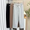 Pantalones de hoz delgados MM nuevos de 200 kg con cordón elástico en la cintura otoño 2024 talla grande pantalones casuales para mujer 5109