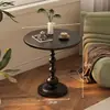 Mesa redonda pequeña, mesita auxiliar de lujo ligero para sofá, mesa de té pequeña para el hogar en la sala de estar, mesa auxiliar, mesa de rincón retro, almacenamiento de noche de hierro forjado, balcón