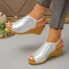 Sandálias Anabela Femininas Casuais Confortáveis Slip-On de Verão 2026 Novo Comércio Exterior Tamanho Grande Tamanho Único