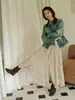 [Em Estoque] Saia Midi Jomi Studio "Romantic Mambo" com Textura Plissada Xadrez Estilo Francês Cauda de Peixe para Mulheres