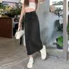 Saia Jeans Modeladora de Cintura, Azul Retrô com Fenda Atrás, Saia A-Line, Alta e Pequena, Saia Justa de Cintura Alta, Novo Estilo para Mulheres