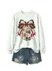 Amazon Wish Estação Independente Moda Casual Feminina Laço Pingente de Papai Noel Gola Redonda Moletom Comércio Exterior