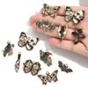 Accesorios para Joyería de Aleación con Goteo de Aceite DIY Colgantes de Mariposa Oscura Murciélago Pendientes Pendientes Pulsera Colgante W508