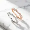 Anillo Tonglin Estilo Ins Japonés y Coreano de Plata Esterlina S925 con Anillo de Flor de Diamante Incrustado en Plata para Mujeres, Anillo de Moda Elegante de Oro Rosa