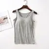 Camisola Modal con Almohadilla en el Pecho Sin Anillo de Acero Ropa Interior Camiseta Base para Mujer Copa Top Interior de Una Pieza BRA-T