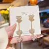 Pendientes de Corazón de Circonita Super Brillantes, Lujo Accesible y de Gama Alta, Pendientes de Dos Formas de Usar, Pendientes de Aguja de Plata, Populares Pendientes de Corazón de Melocotón para Mujer