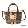 Bolsa Transversal Versátil para Meninas, Nova Bolsa Saco de Pelúcia Xadrez Outono/Inverno 2026 para Crianças, Bolsa Vermelha de Ano Novo para Menininha